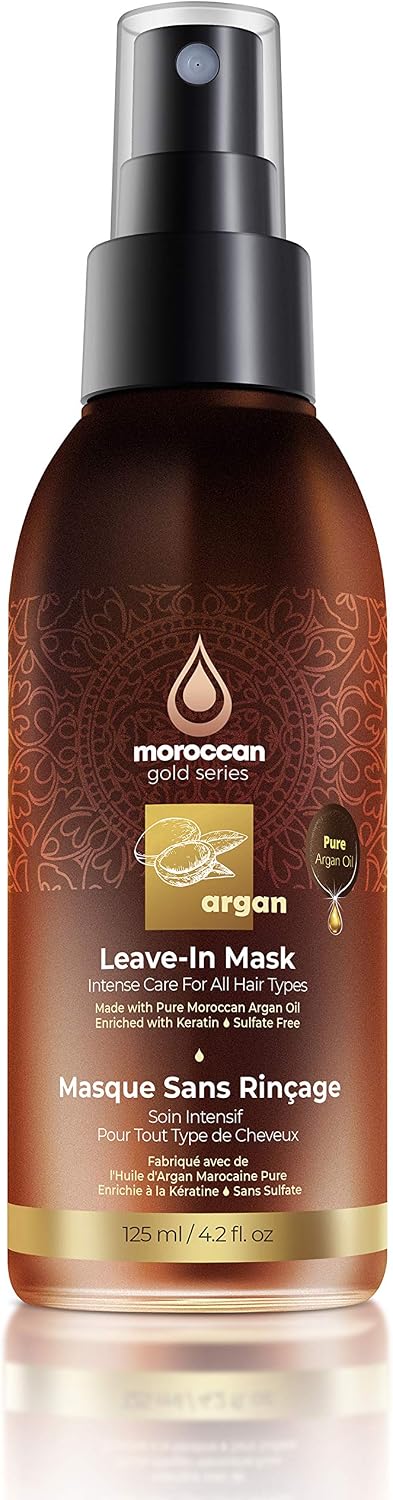 Moroccan Gold Series Leave-In Hair Mask, Argan Oil Hair Mask Enriched with Keratin
