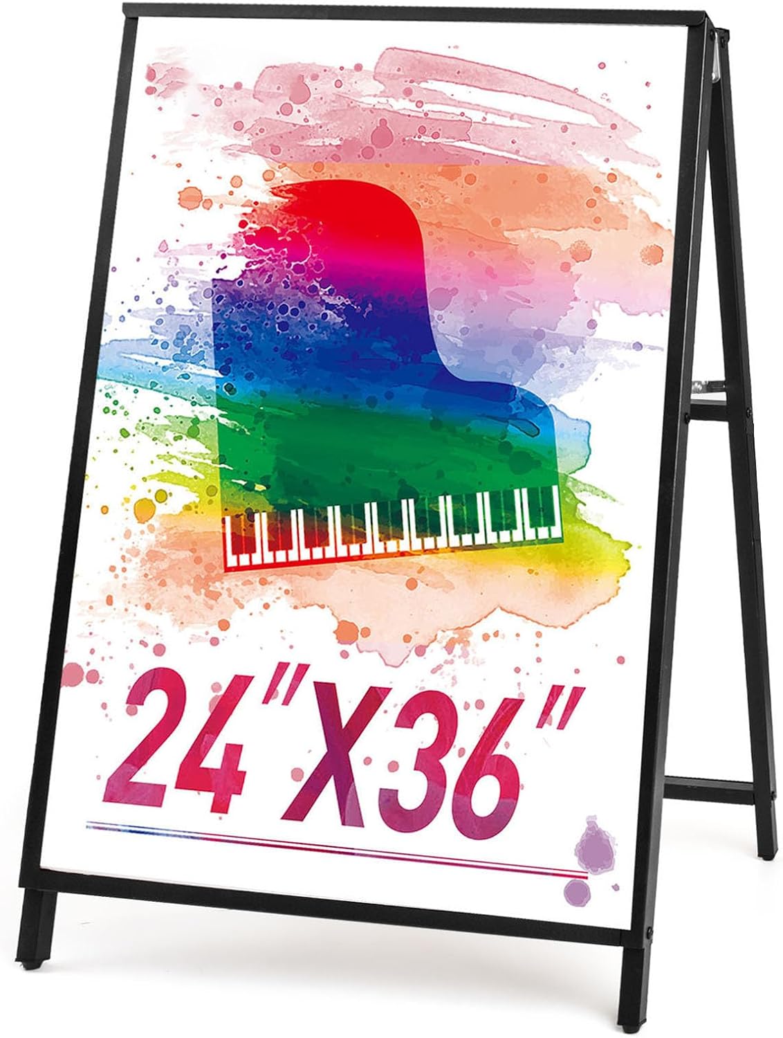 24 x 36 Heavy Duty Slide-in Folding A-Frame Sidewalk Sign Black Coated Steel Metal Double-Sided Pavement Sign (Frame only) 1