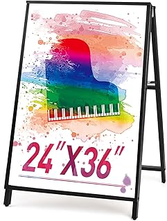 24 x 36 Heavy Duty Slide-in Folding A-Frame Sidewalk Sign Black Coated Steel Metal Double-Sided Pavement Sign (Frame only)