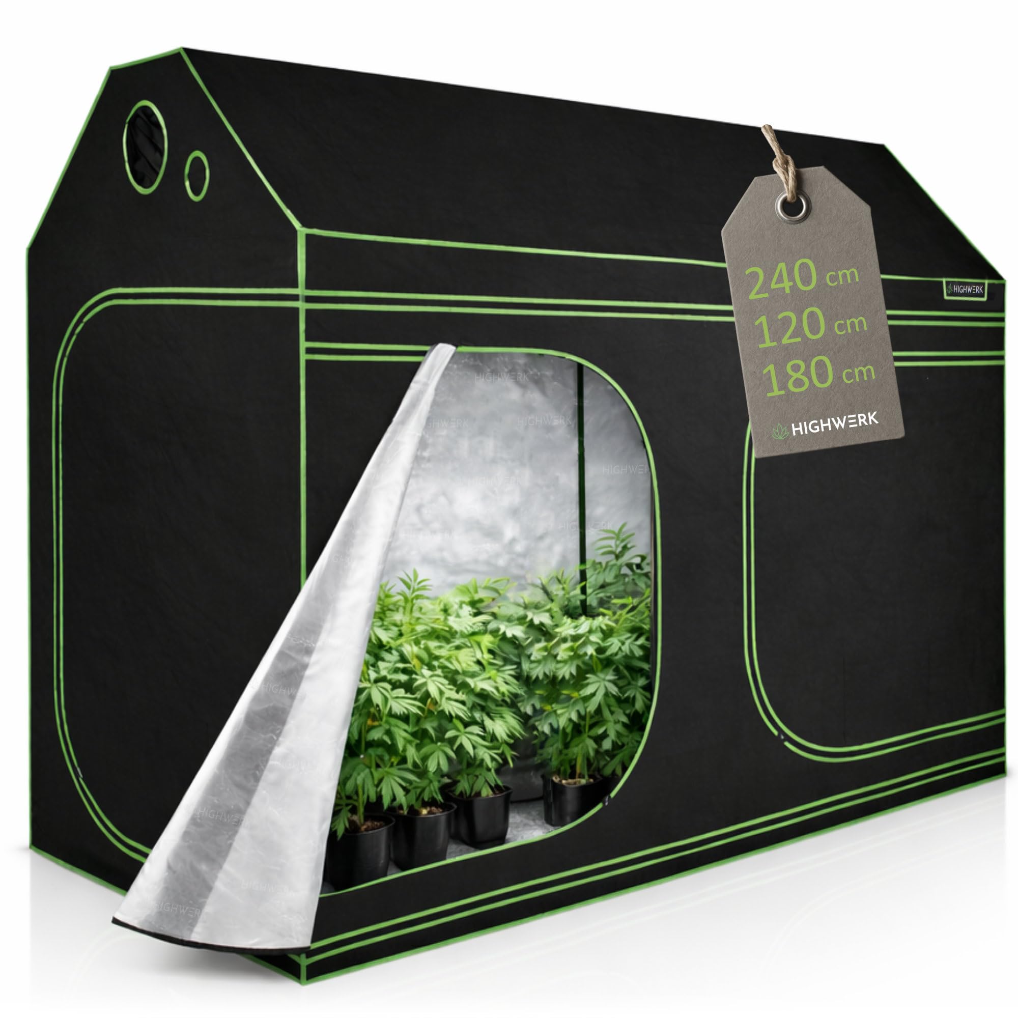 Growzelt 240 x 120 x 180 cm | MyHomeGrow Grow Tent, Grau | Indoor Grow Tent für Pflanzenzucht | Growbox, Homegrow, Growschrank | Zuchtzelt, Pflanzenzelt, Anzuchtzelt, Gewächshaus