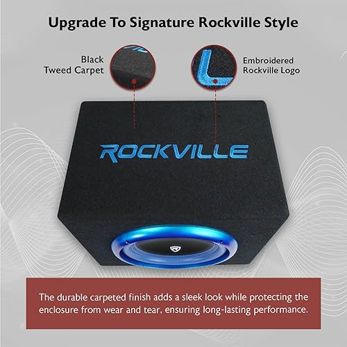 Miniatura 9 de Rockville RVB10.1A Subwoofer activo para automóvil de 10 pulgadas y 500 W con gabinete, amplificador de clase AB integrado, refuerzo de graves