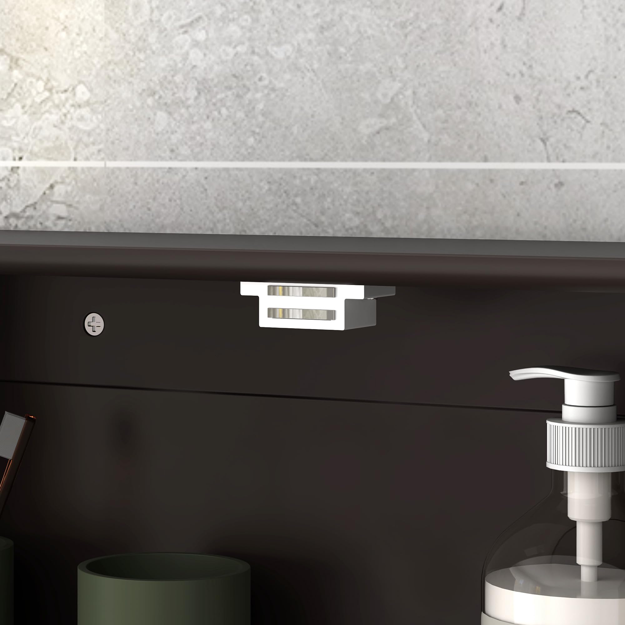 kleankin Armario de Baño con Espejo, Armario de Pared con 2 Puertas, Estante Abierto, Estante Ajustable, Mueble de Baño Colgar para Cocina, Salón, 56x13x58 cm, Marrón Oscuro