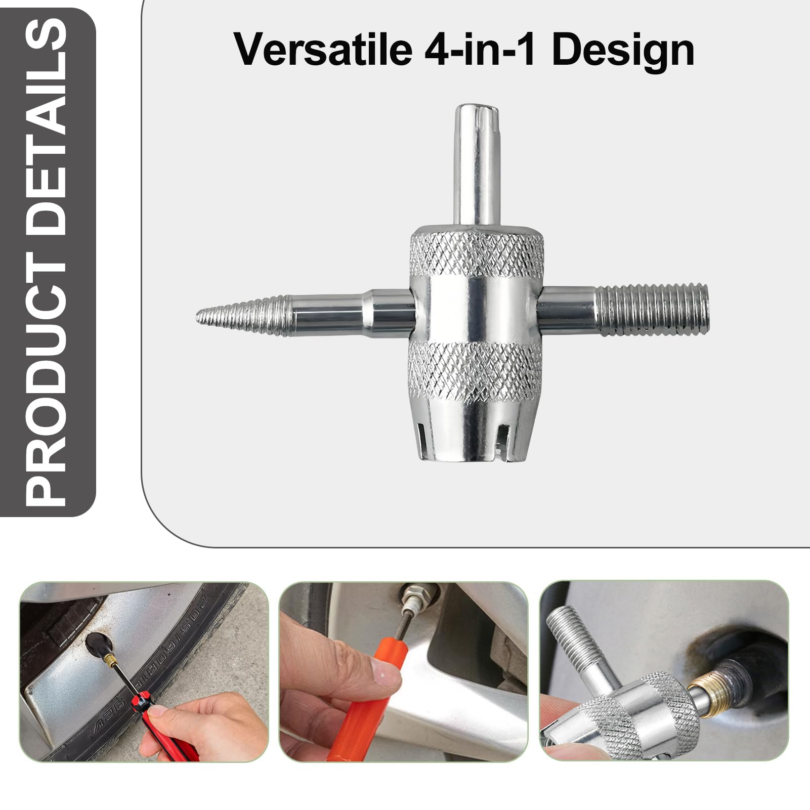 Dispositivo di rimozione della valvola Schrader, strumento di rimozione del nucleo della valvola in ottone con valvola a sfera 1/4 5/16 Porte di servizio per lo smontaggio HVAC/AC/Schrader