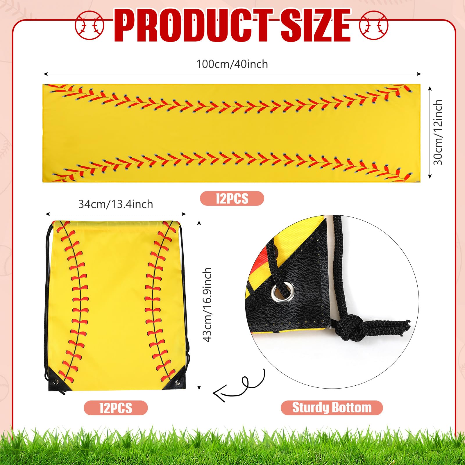 Hahafelt 24 Count Team Gifts, Including 12 Pcs Cooling Towels, 12 Pcs Drawstring Backpack Sports Party Favor for Kids Teens Players Athletes Gifts Sport Party Supplies (Softball Style)