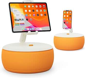 SAIJI Tablet Stand Adjustable, Phone/Tablet Pillow Holder for Lap in Bed with 360° Viewing Angles, Compatible with Phone, iPad Mini - iPad Pro 13, Kindle, Galaxy Tab, E-Reader(4.7-12.9") - Orange