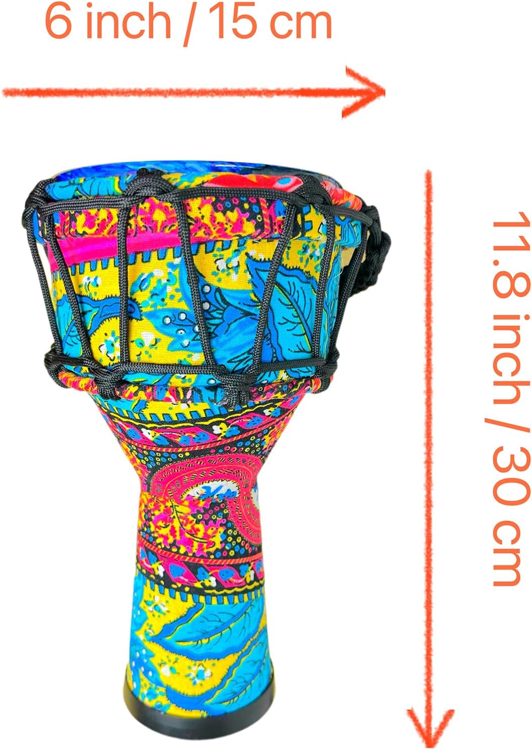 美品】 ジャンベ カラフル 民族調 ソフトケース付 アフリカンドラム 美