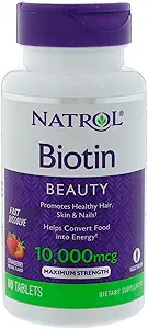 Natrol Biotin Beauty Tablets, Promotes Healthy Hair, Skin and Nails, Helps Support Energy Metabolism, Helps Convert Food I...