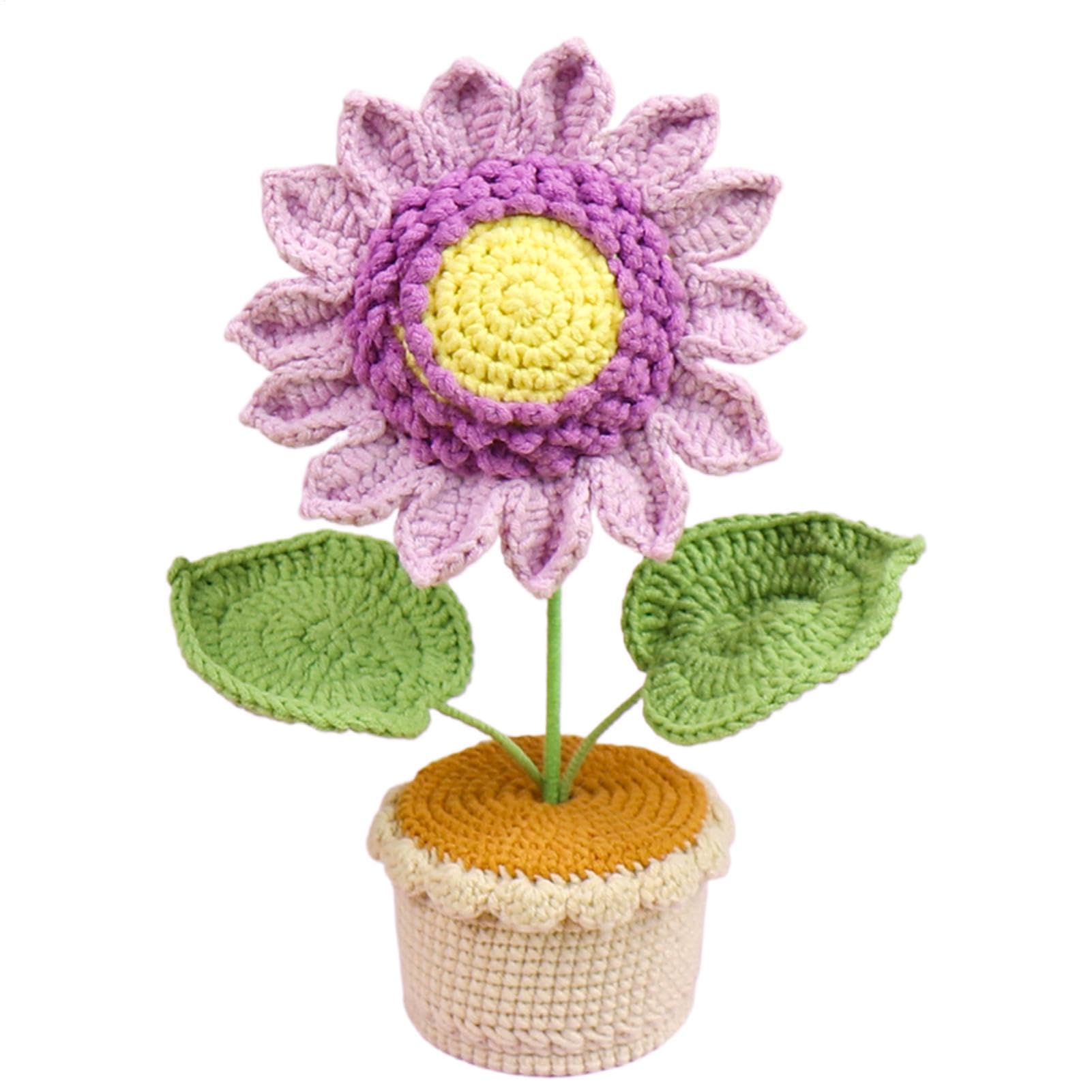 Cadeau fleur tournesol au crochet fait main pour anniversaire et bureau