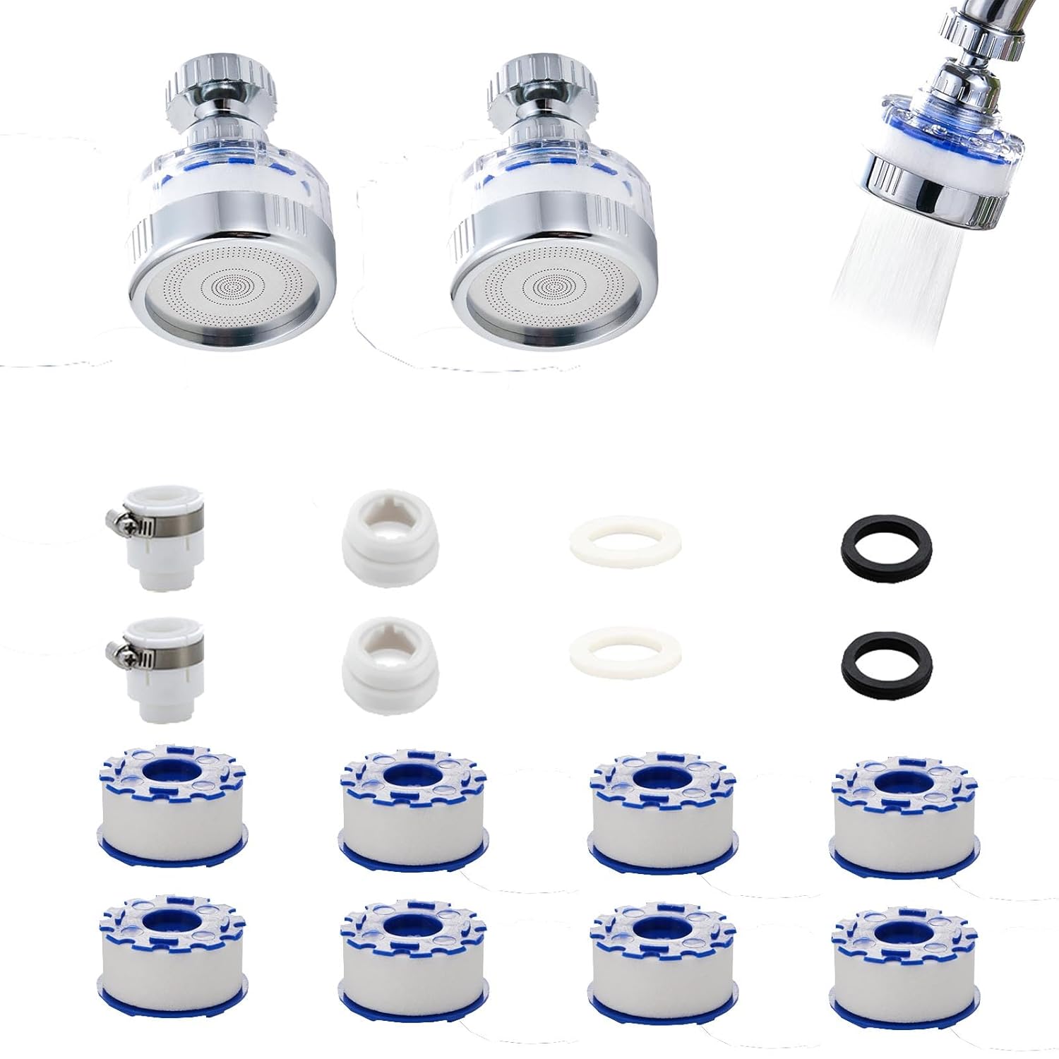 Kitchen Faucet Filter, 360° Rotating for Household Kitchen tap Water, Splash-Proof and Pressure-Increasing Filter for Sink Faucet, Shower Head. (Short Style-1)