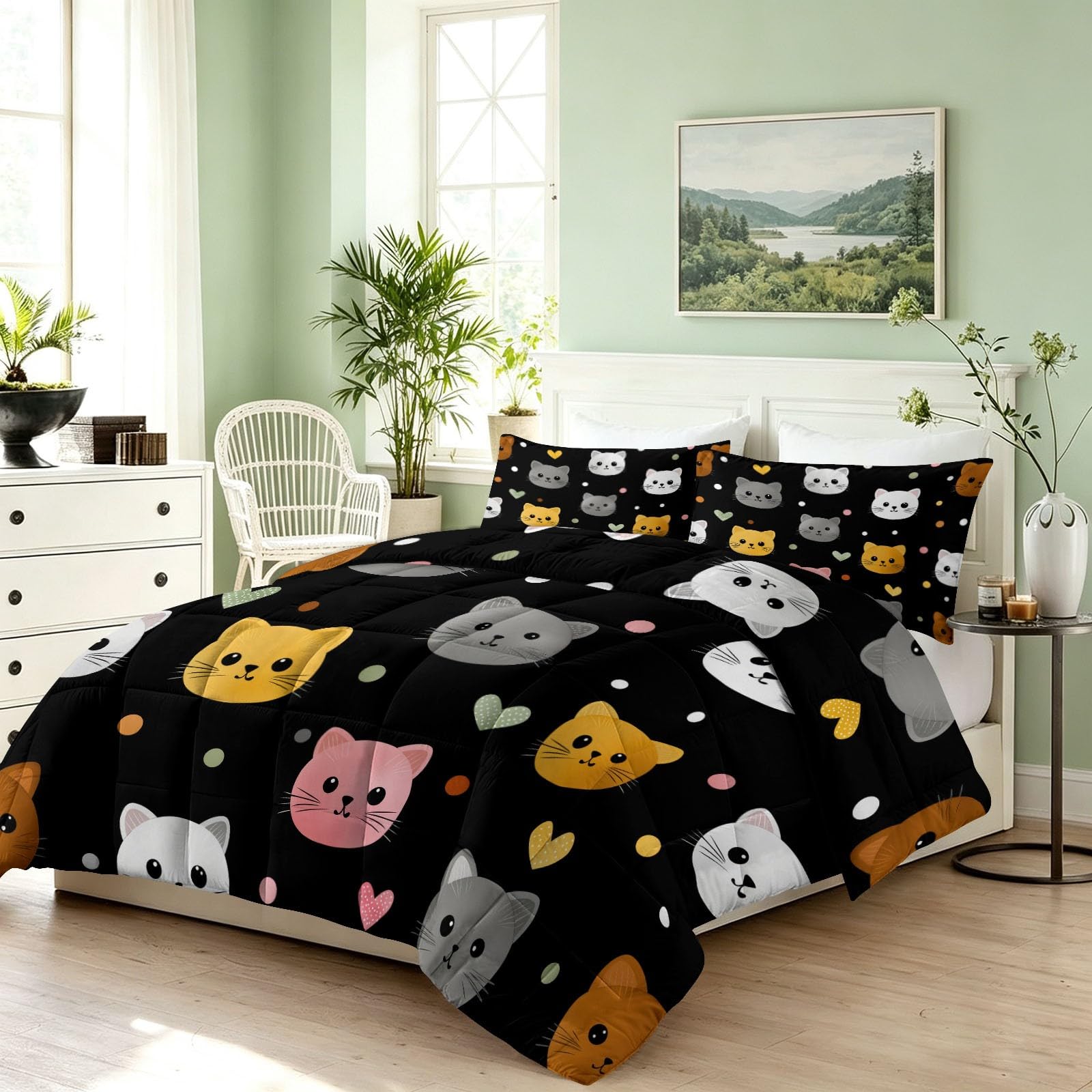 Générique Lekka i cienka letnia kołdra 220 x 240 cm Cartoon Duvet bez poszewki nadający się do prania - miękki i oddychający koc do pikowania, urocze zwierzątka kołdra w kropki z 2 poszewkami na