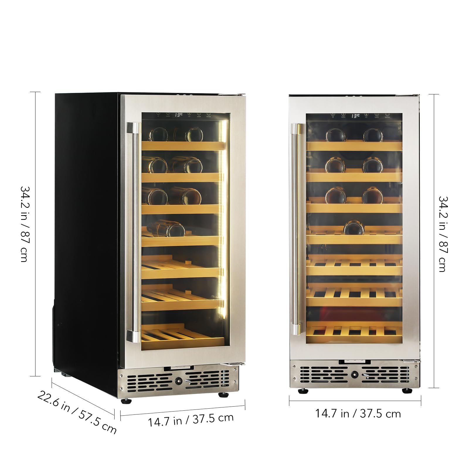Redriver Wine Cooler Refrigerator, 33 Bottle Capacity Small Mini Wine Cellar, Wine Fridge Cooler With 41°F-64°F Adjustable Temp, Freestanding Under Counter Or Built-In For Beer Soda Home Bar Office on Fridge.com - View 4