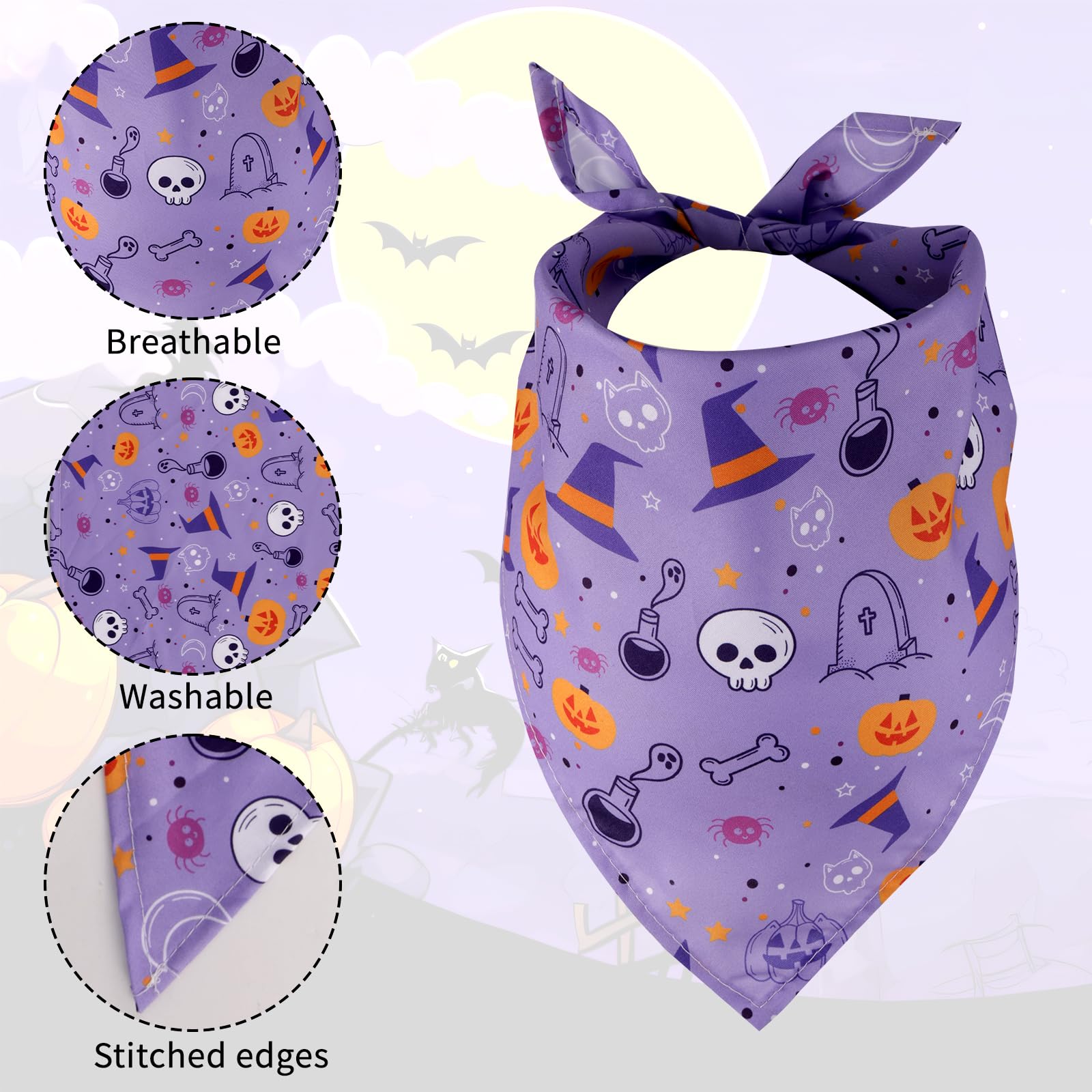 4pcs Halloween Dog Bandana - Image 4