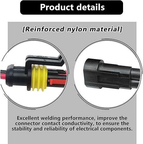 Miniatura 3 de Paquete de 10 conectores de cable eléctrico de 16 AWG, cable macho y hembra de 16 AWG, conector impermeable de 2 pines, cable impermeable, universal