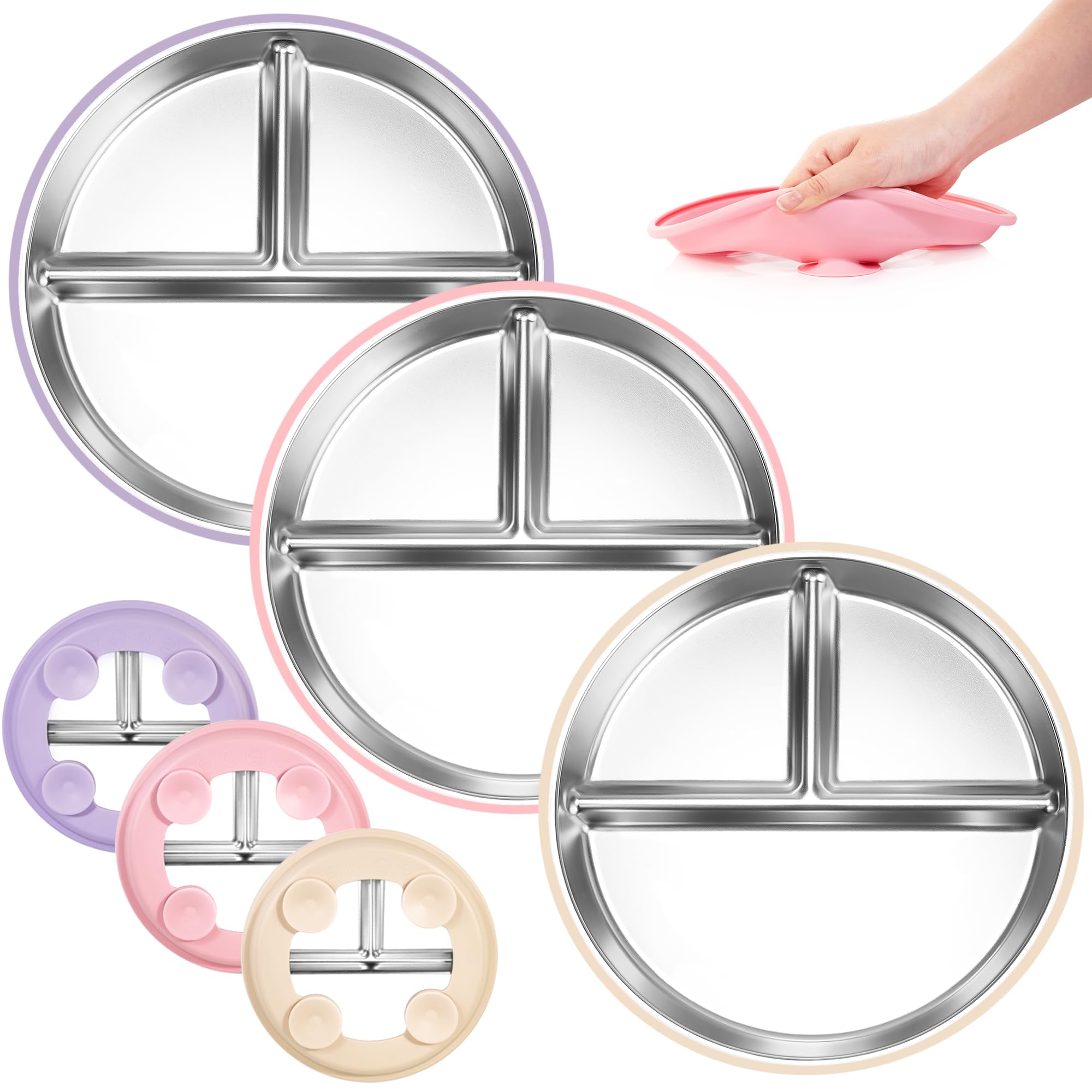 Assiette De Diner Ventouse Assiettes Plates Bébé Gel De Silicone - 2 Pièces