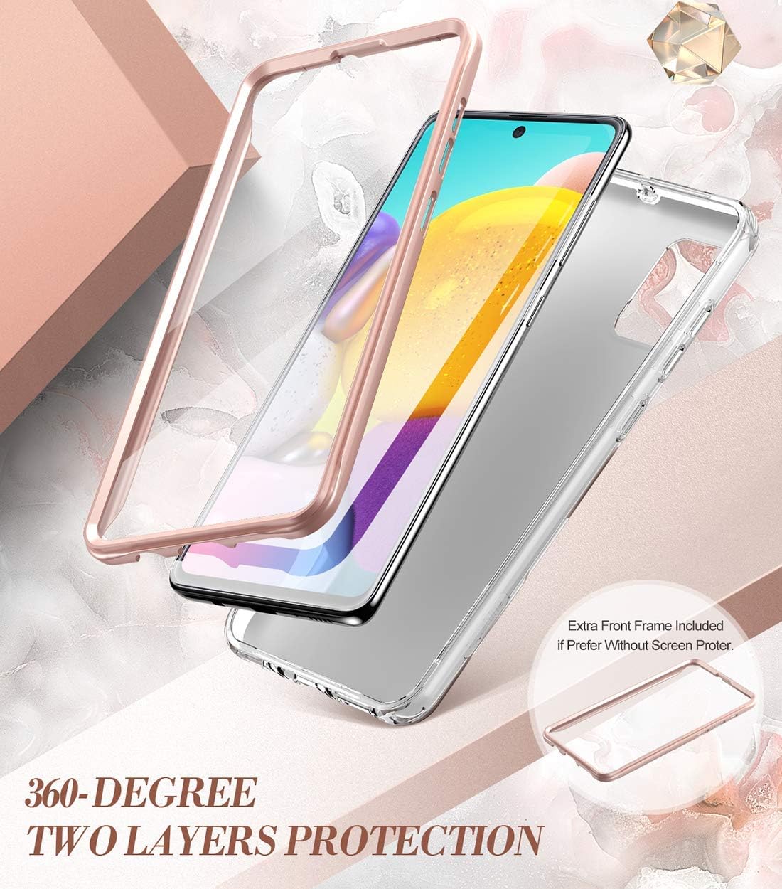 Popshine Marble Series Designed for Samsung Galaxy A71 Case, Premium Hybrid Slim Stylish Full Body Protective Flexible TPU Bumper Case with Built-in-Screen Protector, Liquid Marble Pink