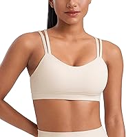 CRZ Yoga Butterluxe V-Neck Wireless Sports Bra for Women - Ultra Soft Molded Cups, Double Spaghetti Straps Yoga Workout Top