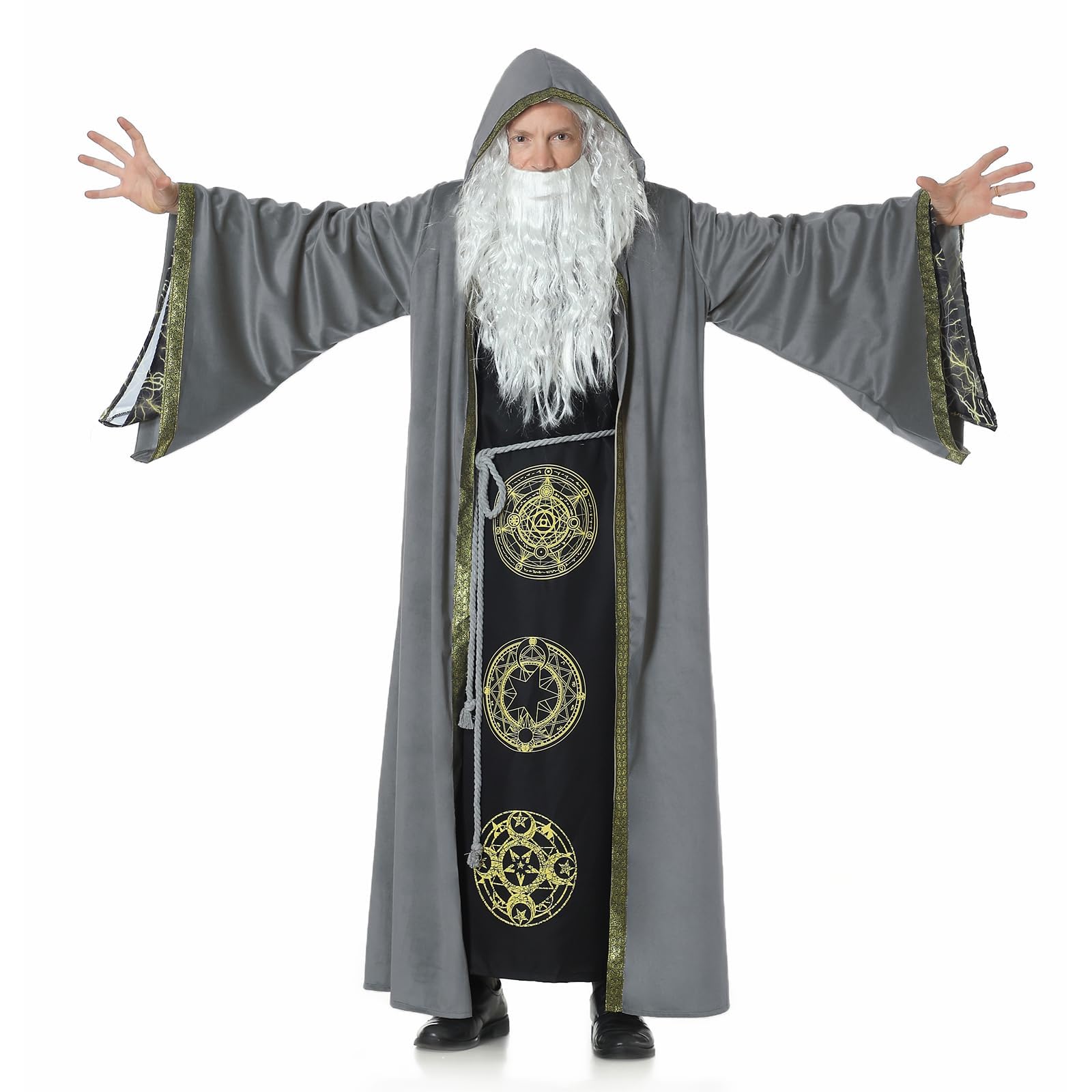Mystic Adult Wizard Robe with Dutch Velvet,Medieval Knight Hooded Cloak - Image 2