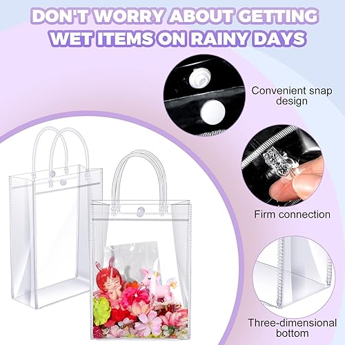 Miniatura 9 de Bolsas de regalo de PVC transparente con asas, bolsas de plástico reutilizables, bolsas de compras transparentes para fiestas de Navidad, bodas,