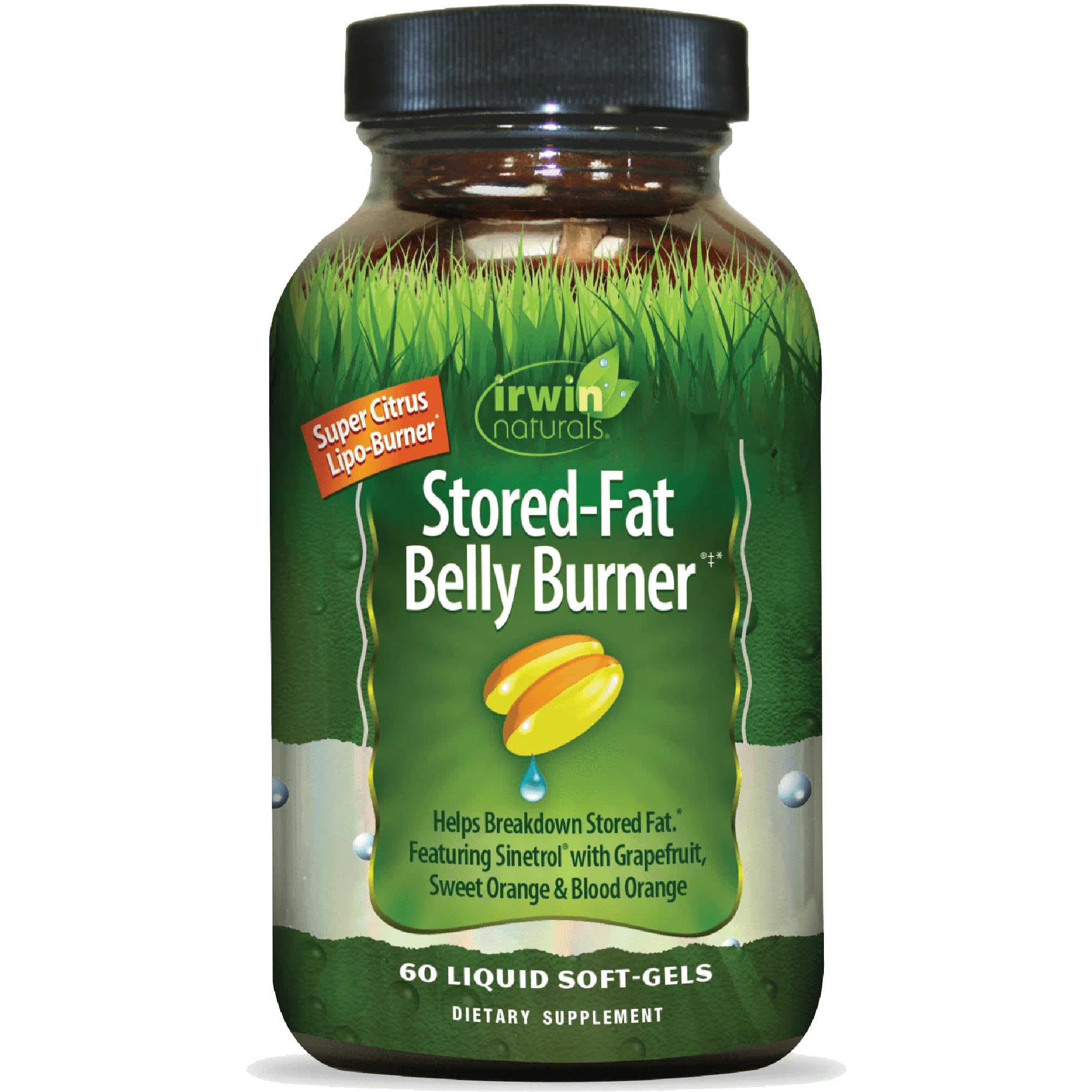 Irwin Naturals Stored-Fat Belly Burner - with Sinetrol, Grapefruit, Sweet Orange & Blood Orange - 60 Liquid Soft-Gels