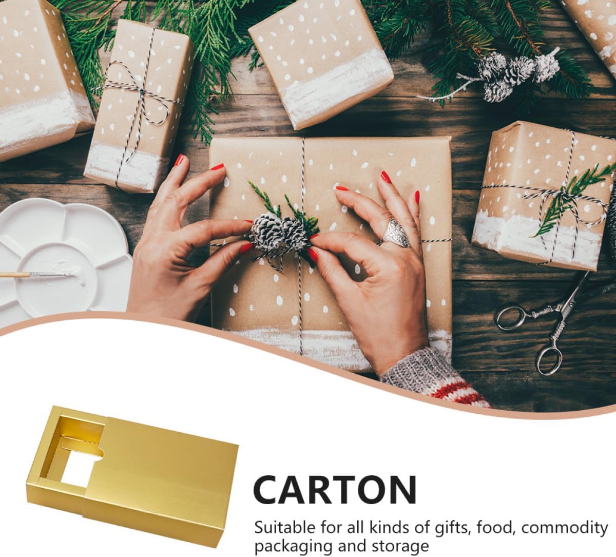 Luxshiny 10pcs Matte Gold Rectangle Drawer Boxes Small Folding Wrapping Paper Cases for Presents Packaging Stationery and Wrapping Supplies