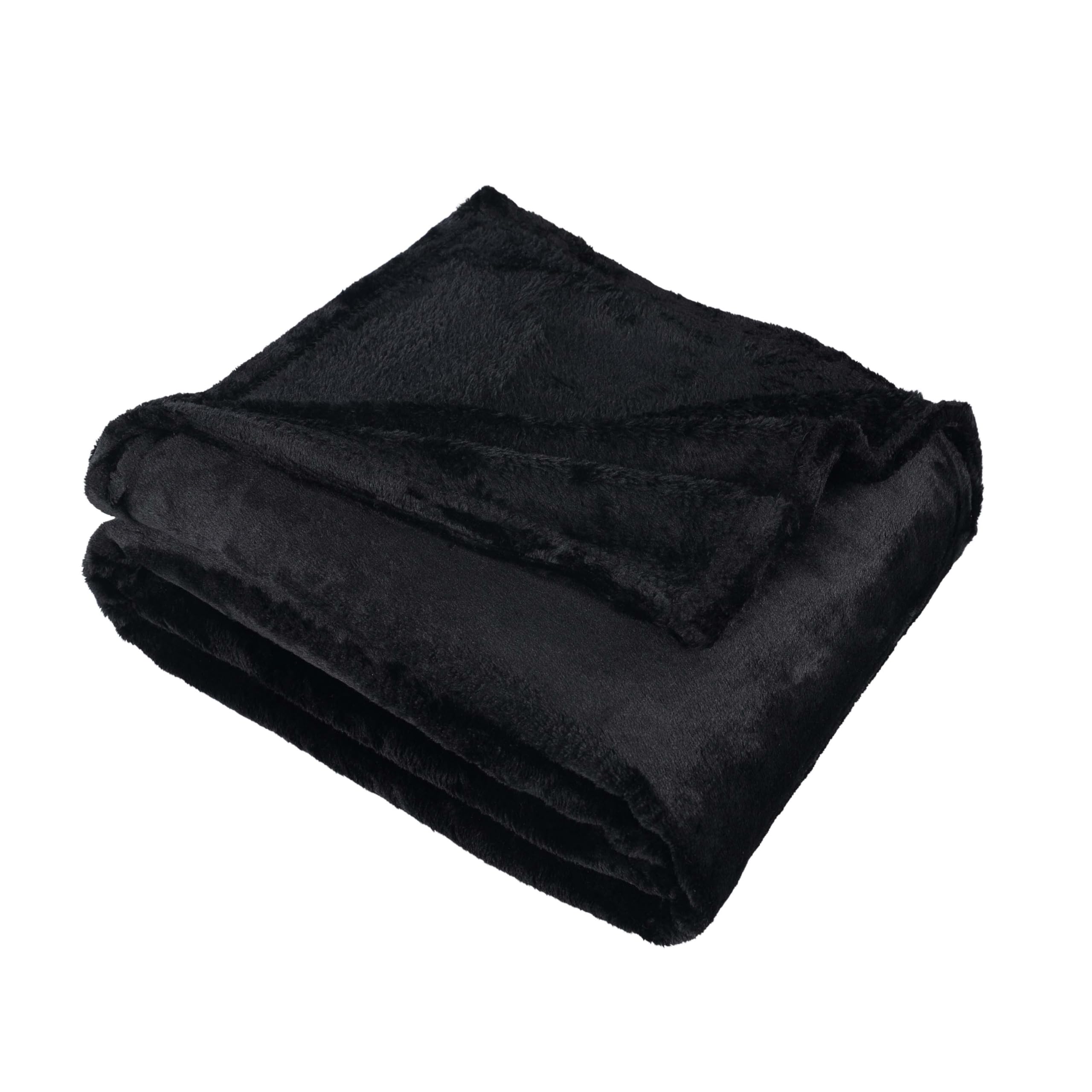 Superior Fleece Blanket, Plush, Fluffy, Soft, Decorative Blankets for Bedroom, Sofa, Fuzzy Bedding, Cute Woven Room Decor, Beautiful Cover, Comfort Essentials, Solid, Throw, Black