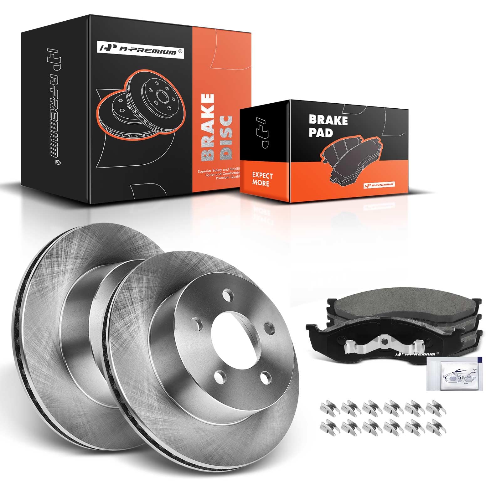 A-Premium 11.02 inch (280mm) Front Vented Disc Brake Rotors + Ceramic Pads Kit Compatible with Select Jeep Models - TJ/Wrangler 1999 2000 2001 2002 2003 2004 2005 2006, 6-PC Set