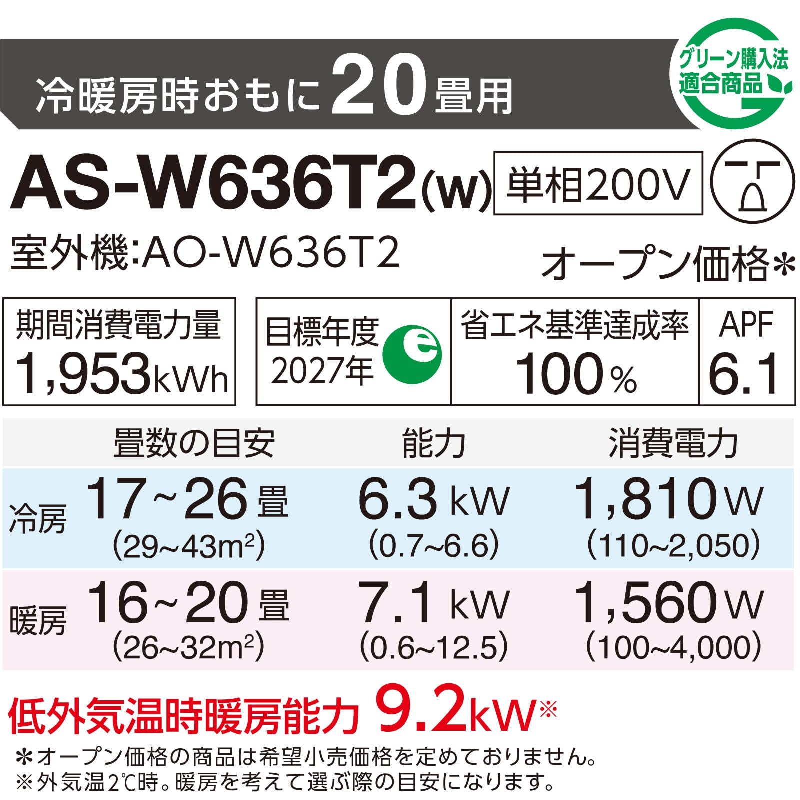 Amazon | ノクリア nocria エアコン 2026年 Wシリーズ AS-W636T2W［主