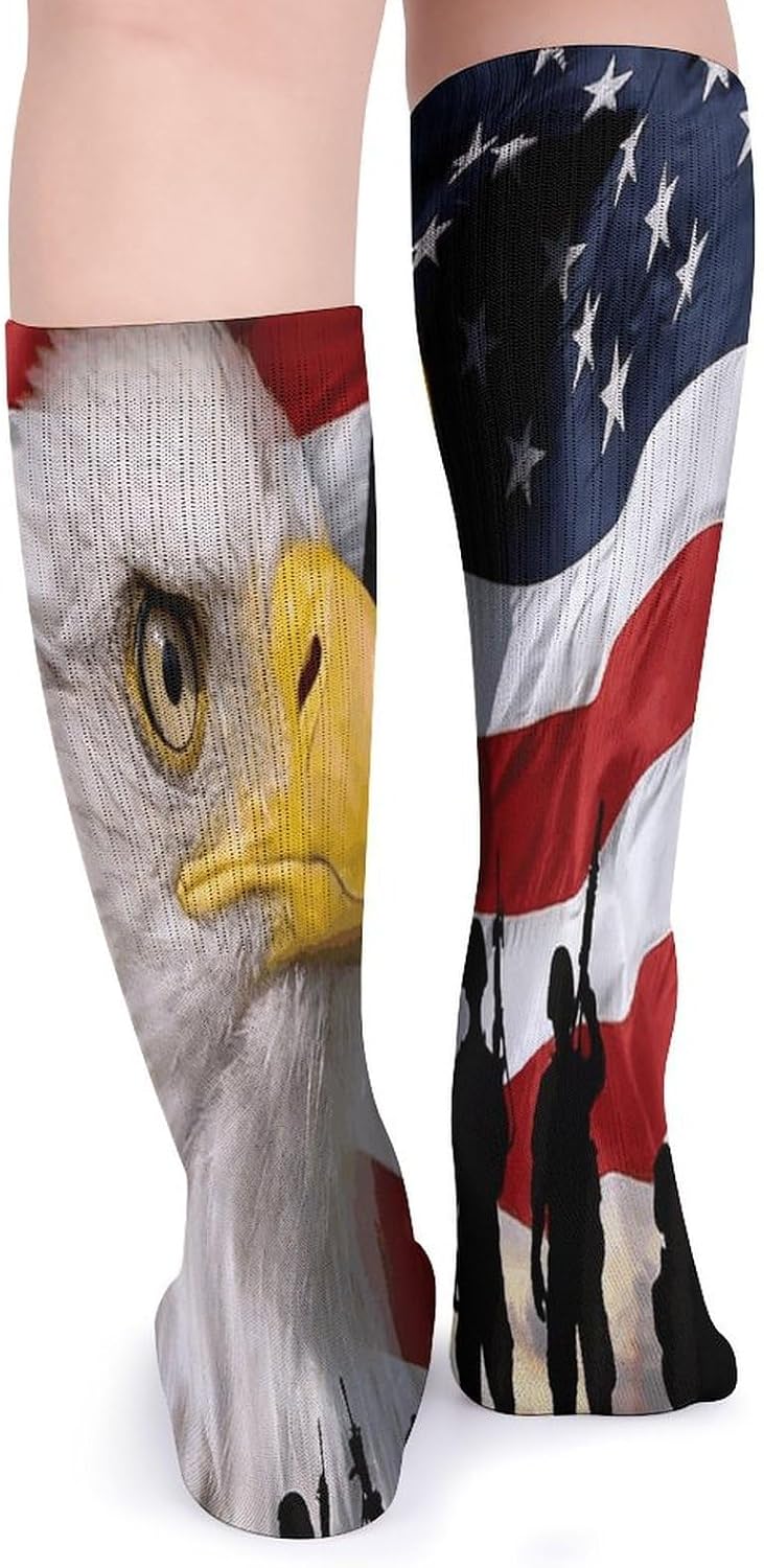 American Soldiers Eagles Crew Socks Casual Breathable Calf Socks | Cushion Running Athletic Socks Long Performance Breathable Sports Socks for Women Men