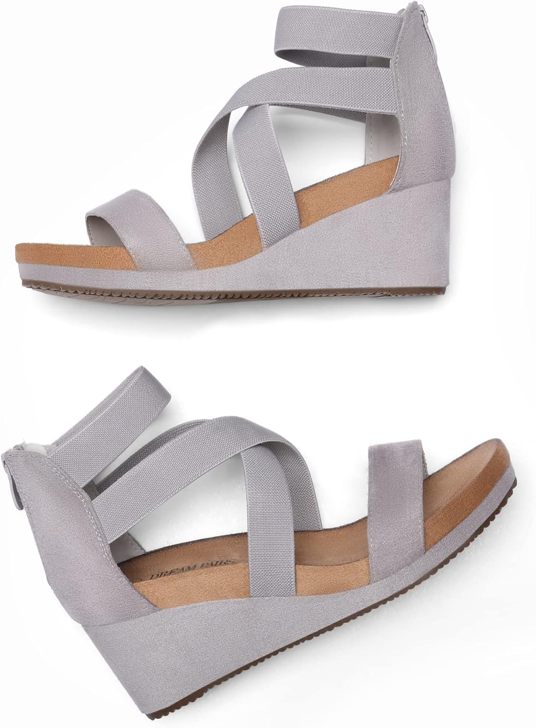 DREAM PAIRS Womens Elastic Ankle Strap Open Toe Platform Wedge Sandals Comfortable Summer Shoes - Image 2