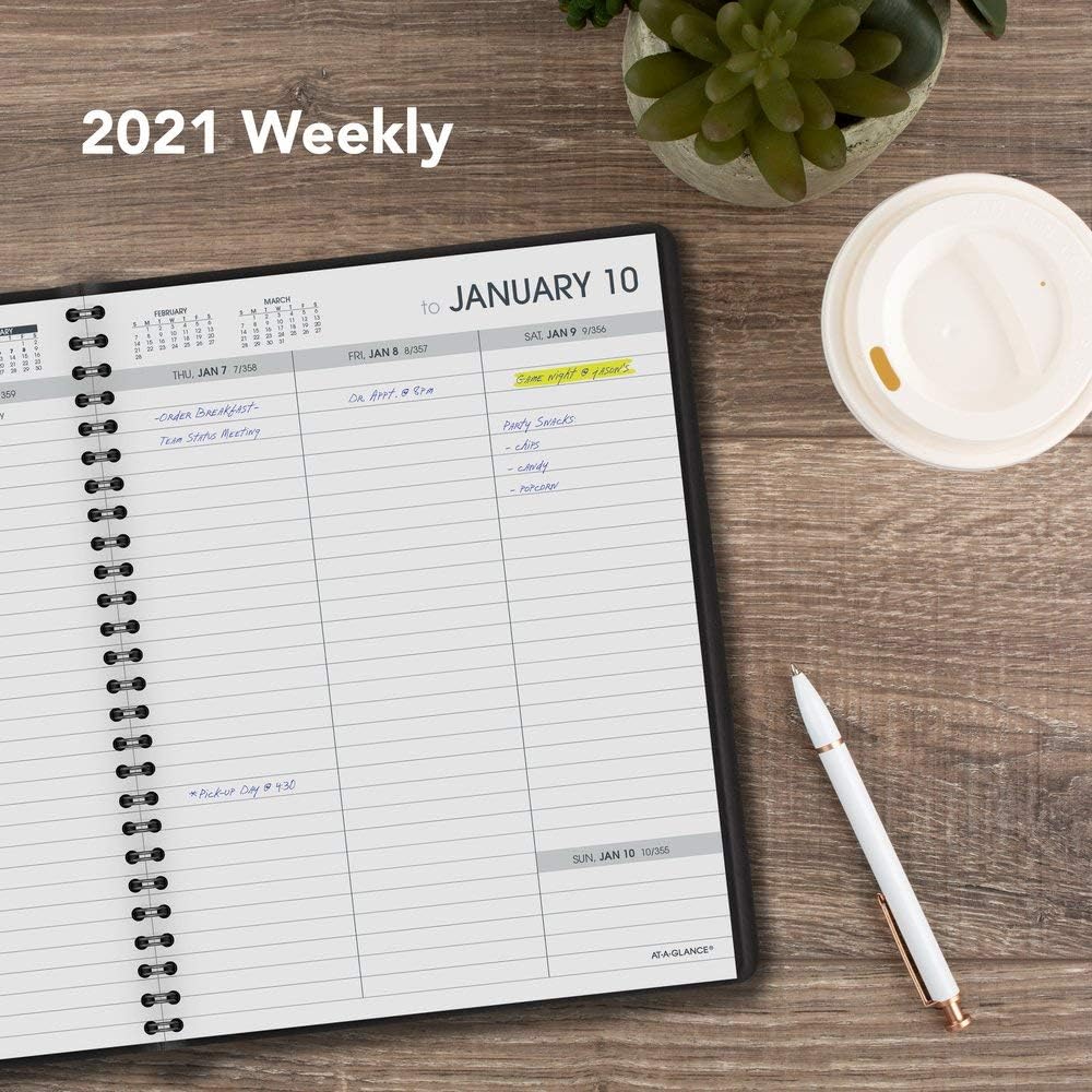 2021 Weekly Planner by AT-A-GLANCE, 6-3/4" x 8-3/4", Medium, Open Scheduling, Black (708550521)