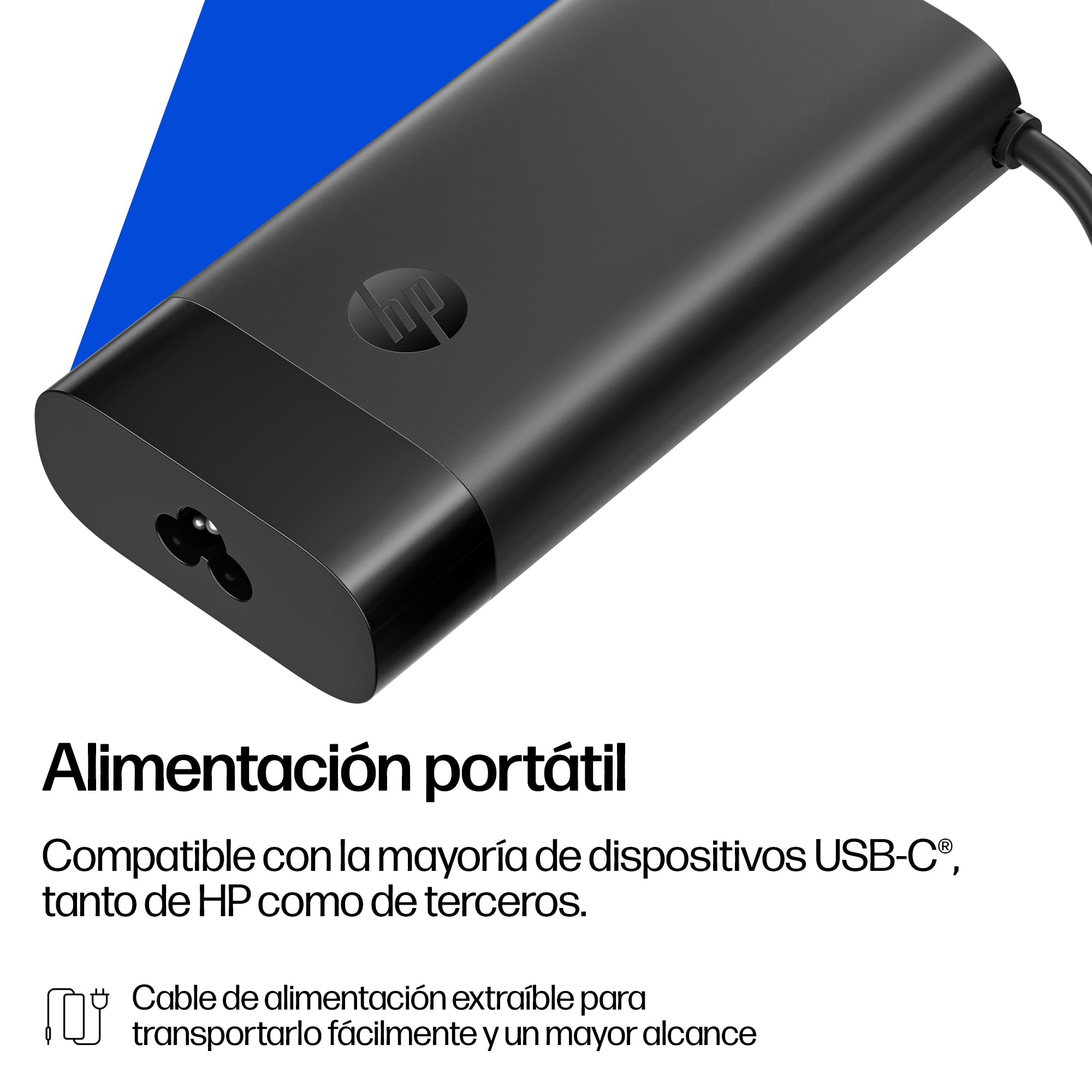 Adaptador de Corriente HP USB-C 140W B7NM4AA Cargador portátil 140W para portátiles y Dispositivos USB-C con Carga rápida, Segura e Inteligente