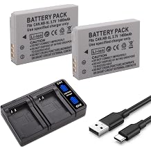 2-Pack NB-5L Battery with Charger for Canon PowerShot S100, S110, SD700 is, SD790 is, SD800 is, SD850 is, SD870 is, SD880 is, SD900 is, SD950 is, SD970 is, SD990 is, SX200 is, SX210 is, SX220 is