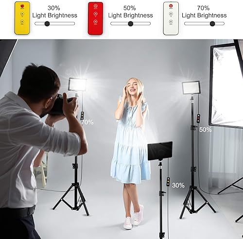 Miniatura 10 de Paquete de 3 luces LED de video con soporte de trípode ajustable filtros de color kit de iluminación de estudio USB de 5600 K para tablet disparo de