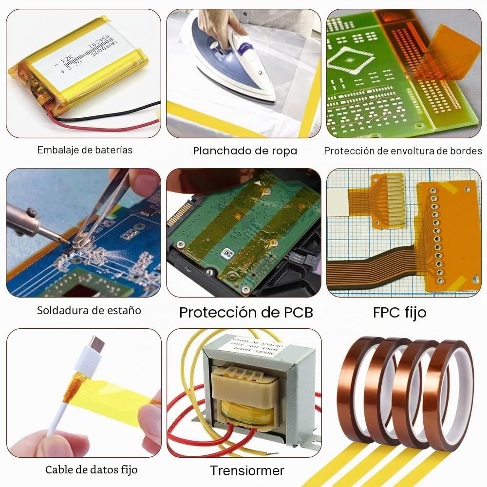 4 Rollos Cinta Termica Sublimacion,12mm x 33m Cinta Adhesiva de Poliimida,3D Cinta de Transferencia Térmica,Cinta Resistentes alta Temperatura al Calor,Para Enmascarar,Soldar,Sublimación (Marrón)