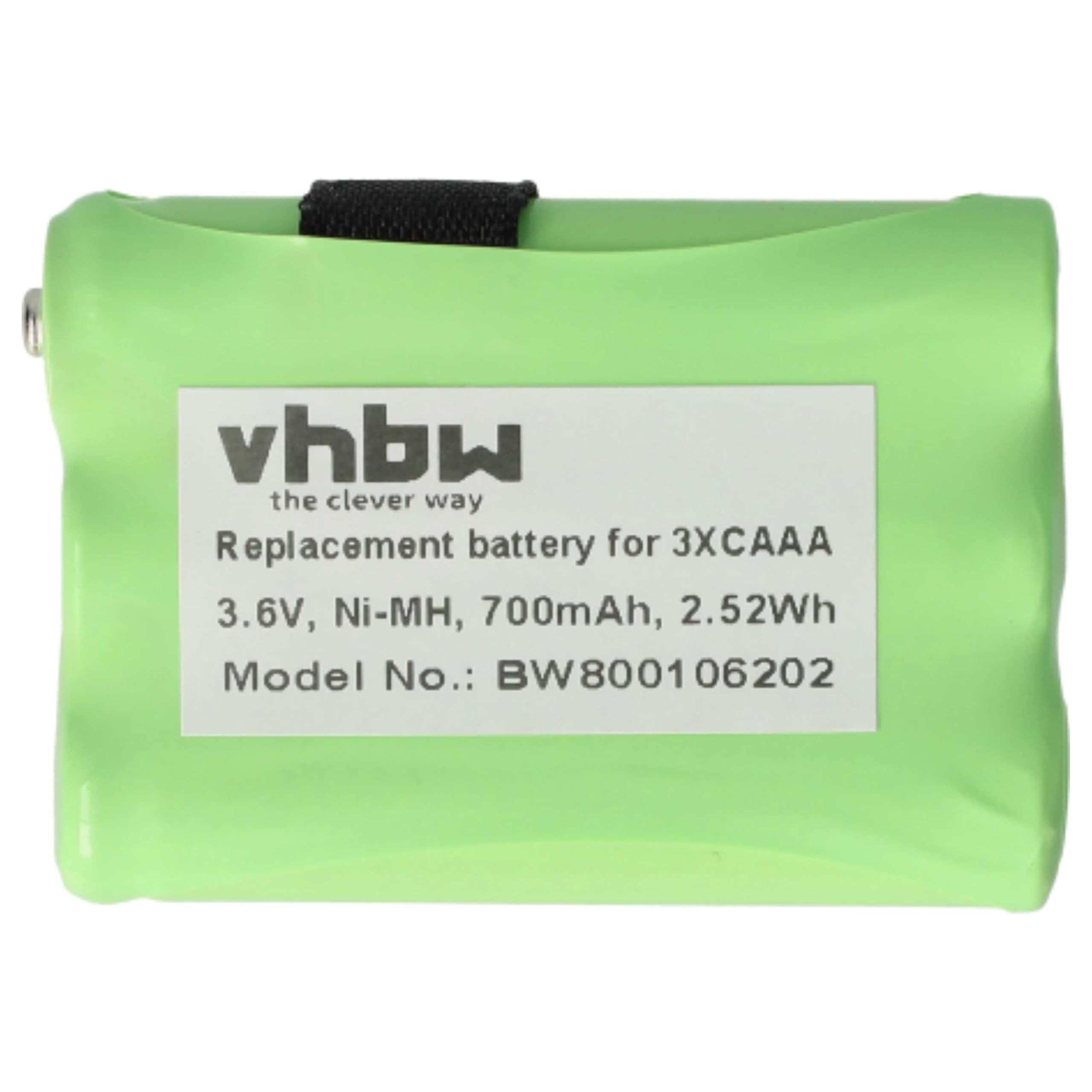 vhbw 5 x akumulator zastępuje 53617 3XCAAA, KEBT-086-B do radia (700 mAh, 3,6 V, NiMH)