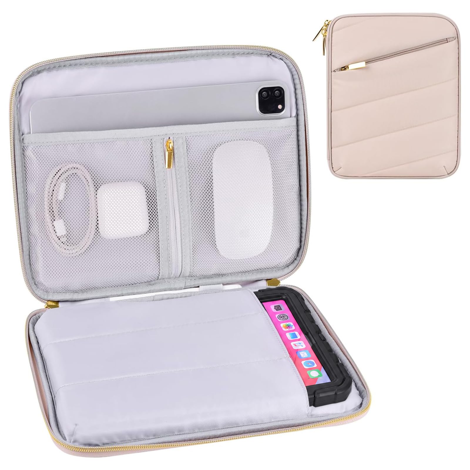 Puffy Tablet Sleeve 9-11", Fits iPad with Hard Case or Keyboard Case On | Water-repellent quilted shell, padded; iPad Air 11" &amp; Galaxy Tab S9/S8 fit; charger &amp; earbuds pockets, commute &amp; travel ready