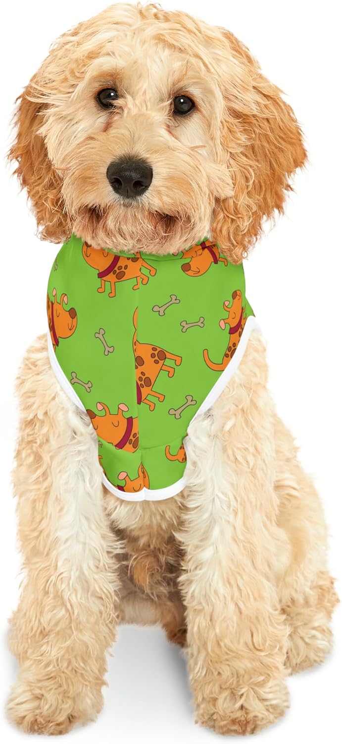 Generic Dog Pattern Hoodie Funny Dogs and Bones Seamless Pattern Hoodie (White Rib, XX-Small)