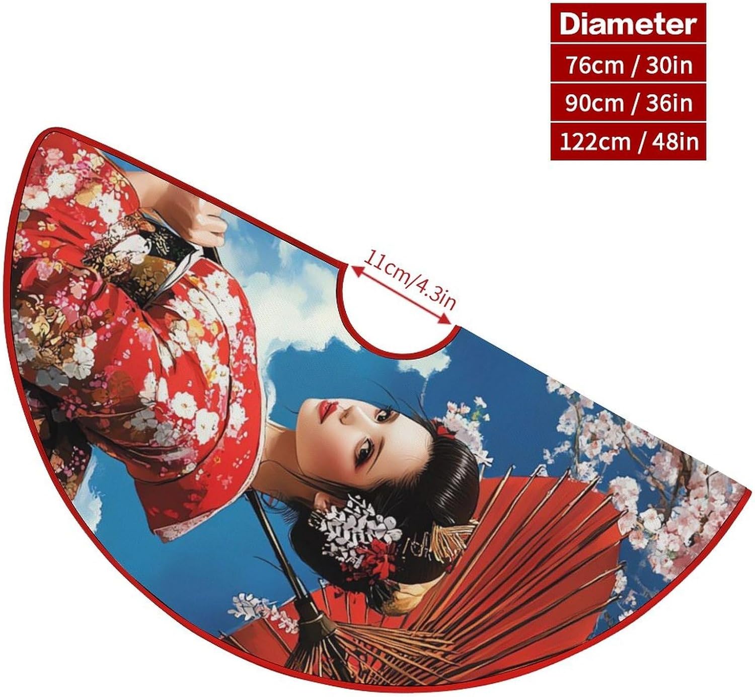 Japanese Kabuki Geisha Christmas Tree Skirt Ornaments Christmas Tree Mat for Home Party Holiday Decorations