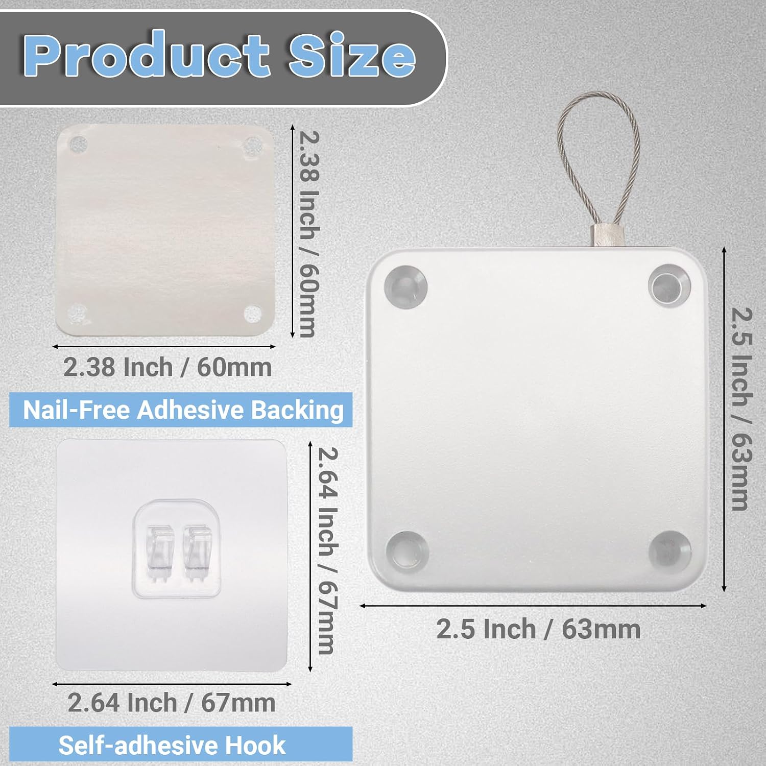 2 Pack Retractable Automatic Door Closer with 2.2lb Spring Tension, 304 Stainless Steel Cable Auto Closer for Sliding, Screen and Interior Doors, No Screw Install (White)