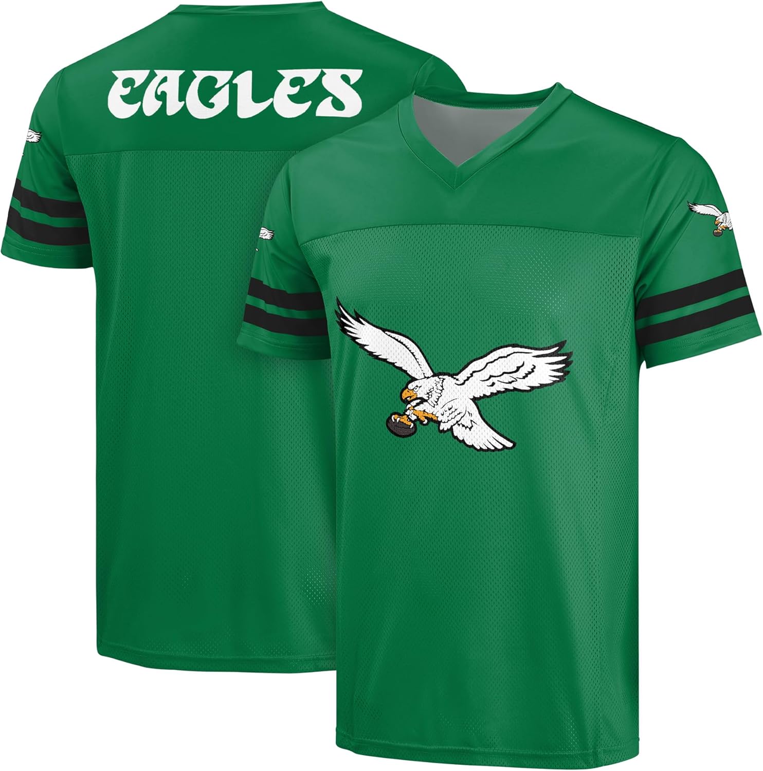 FOCO NFL Men's Officially Licensed Throwback Retro Primary Logo Game Day Football V-Neck Top