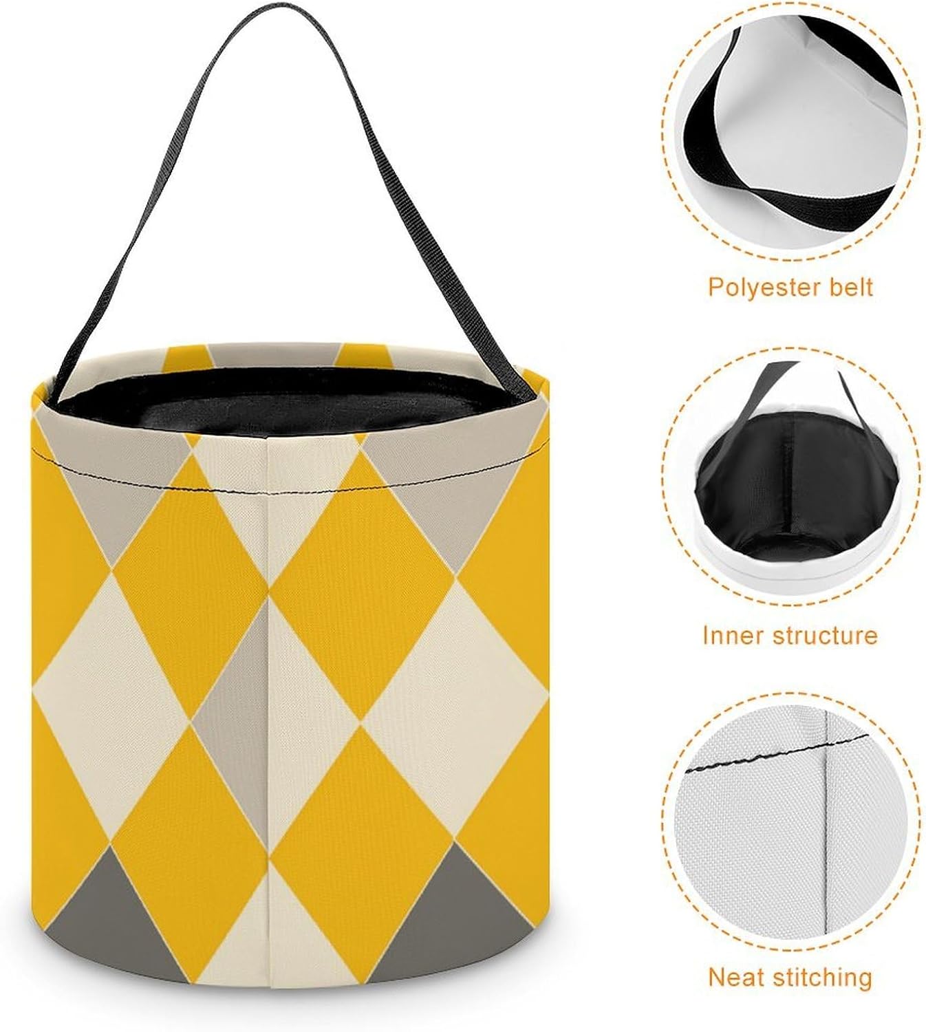 Harlequin Vintage Or Argyle Halloween Treat Bag Reusable Candy Basket Tote Goody Bags Gift Party