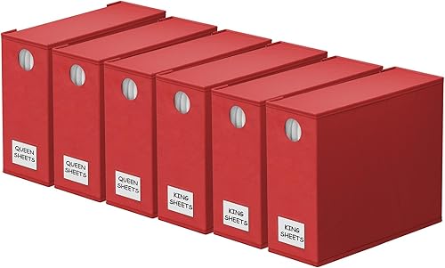 Vista 22 de SpaceAid Paquete de 6 Organizadores y Almacenamiento de Sábanas de Cama, Organizador de Sábanas Plegable con Ventana para Armario de Ropa Blanca