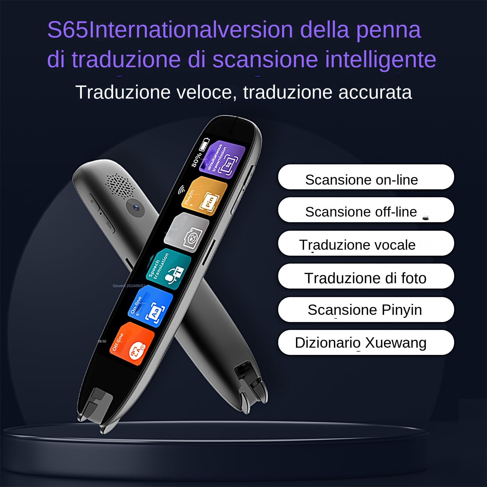 Penna Traduttore Penna Traduttore Voce Senza Connessione | Touchscreen Scanner Voce Dizionari Elettronici 142 Lingue per Studenti Uomini Donne