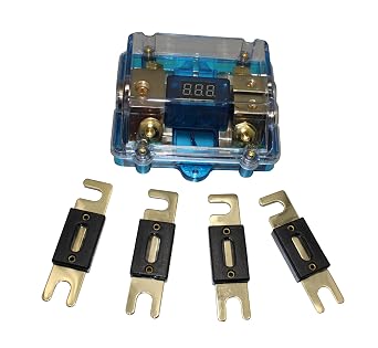 250A ANL Dual Digital Gold Plated ANL Distribution Block 0-4 Ga Fuse Holder 12-24V Input Volgate Display