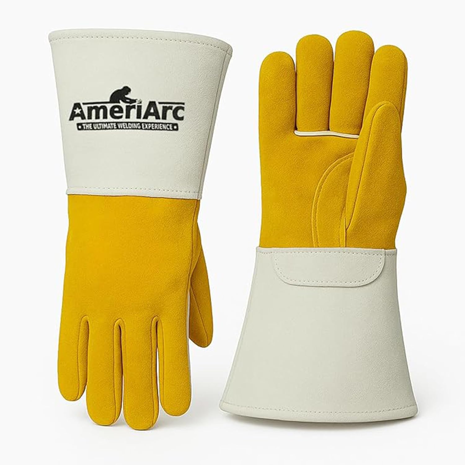 Stick Welding Gloves Large (128) | Premium Cowhide Split and Top Grain Leather | Extra Long, Heat and Spark Resistant | Heavy Duty Work Gloves for Welding Safety & Industrial Use
