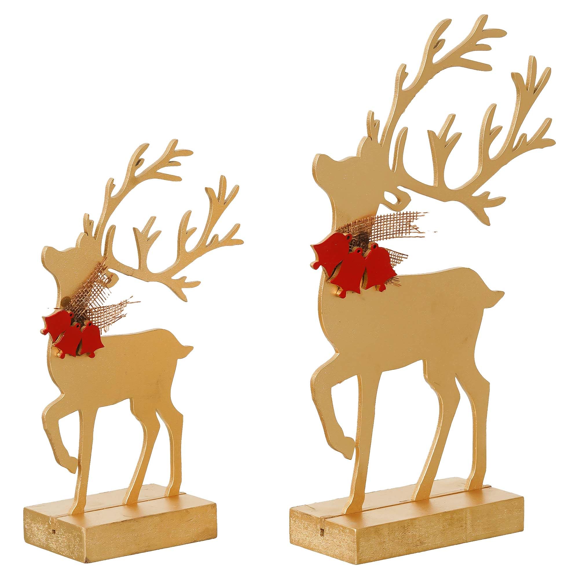 Golden Wooden Reindeer Showpieces - Christmas Decor -3