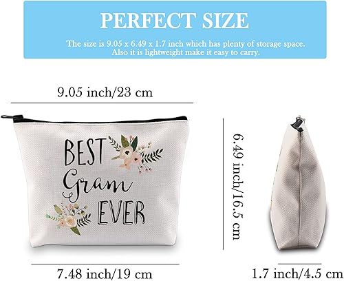 Miniatura 9 de GJTIM Regalo de cumpleaños de Gram Best Gram Ever Gift Quote Maquillaje Cremallera Bolsa Bolsa Abuela Cosméticos Bolsa, Bolso Best Gram Ever, Moderno
