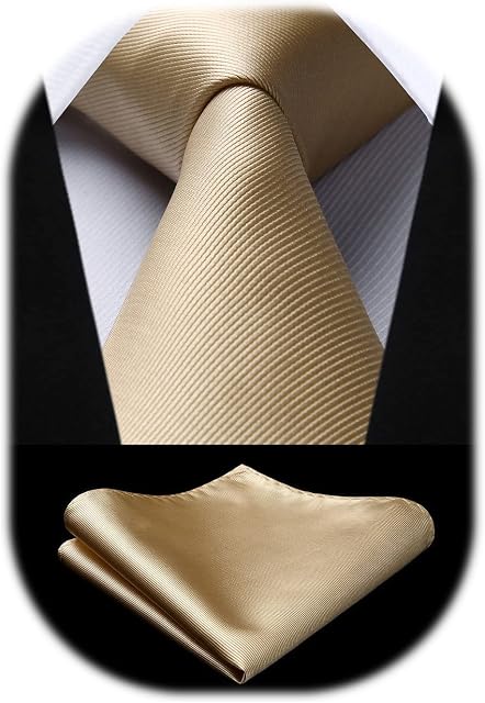 Enlision Men's 3.3" Solid Color Tie and Pocket Square Set Formal Wedding Party Necktie for Men - Multiple Color