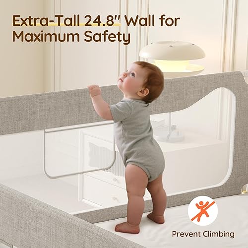 Miniatura 3 de Riel de cama tamaño King paquete de 3 rieles de cama con bloqueo de seguridad, barandillas ajustables para bebés y niños pequeños (78.7 x 78.7 x