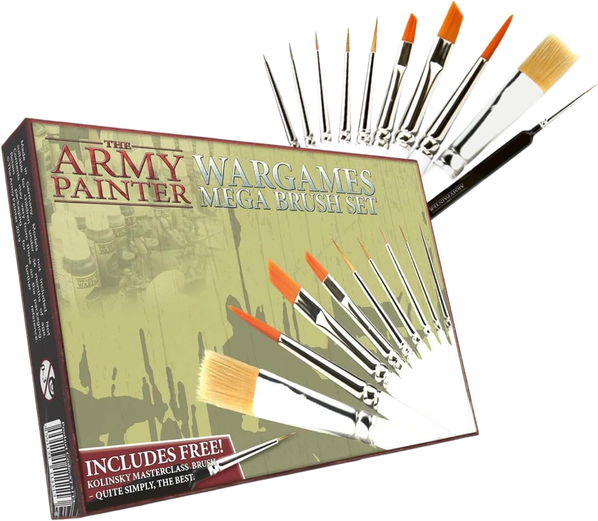 The Army Painter 10 Miniature Paint Brushes with Masterclass Kolinsky Sable Hair Brush